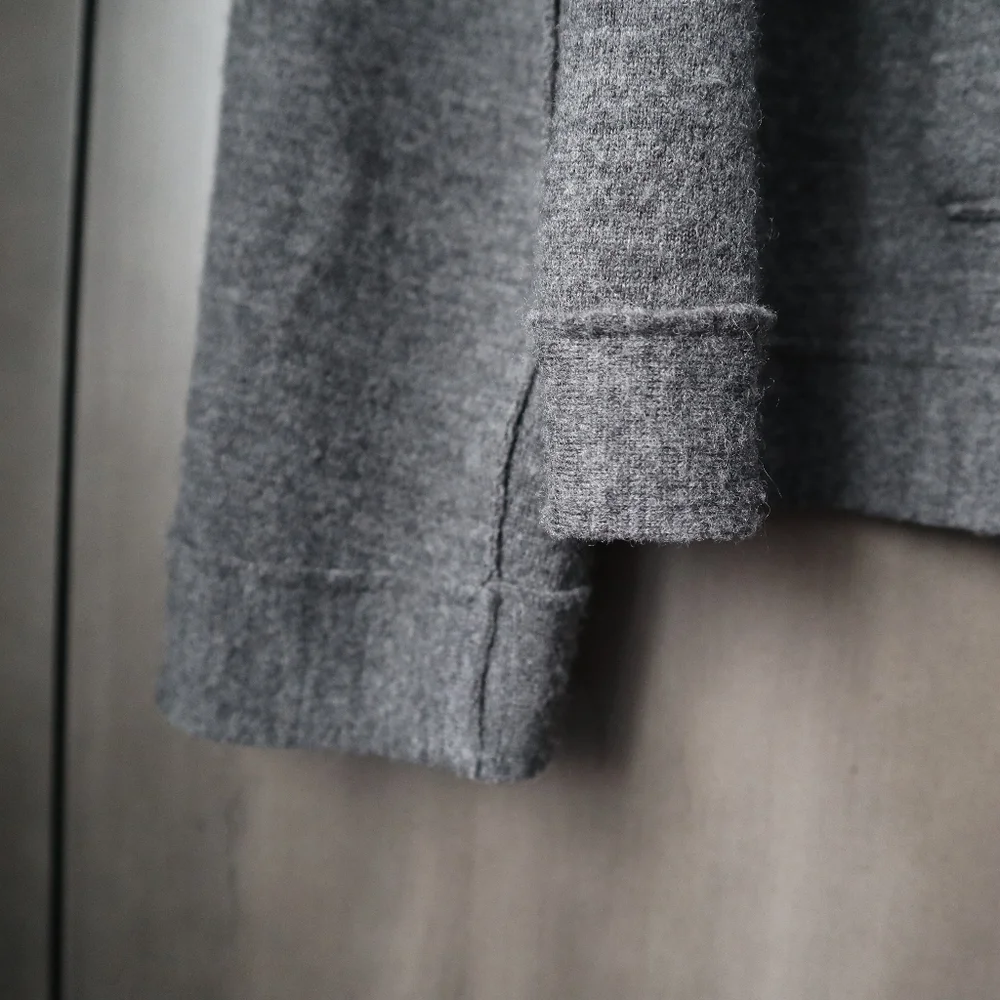 Eileen Fisher Felted 96% Merino Wool Pea Coat Sweater M Medium Charcoal Pockets - Picture 6 of 10